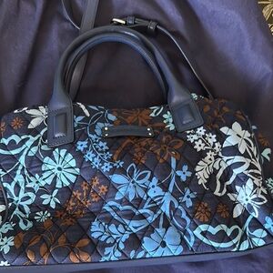 Vera Bradley Blue and Brown Quilted Satchel